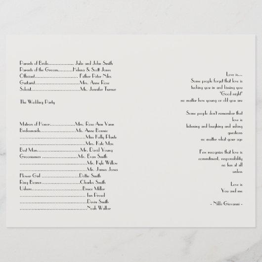 Art Deco Gold Posh Wedding Programme (Achterkant)