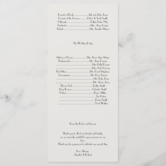 Art Deco Gold Posh Wedding Programme Programmakaart (Achterkant)