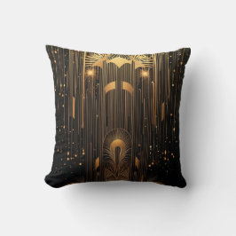 Art Deco Gold Rain Egyptian Art Black 15 x 15 Kussen