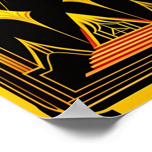 Art Deco Gold Red Black-kunstwerk Poster (Hoek)