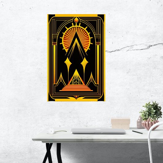 Art Deco Gold Red Black-kunstwerk Poster