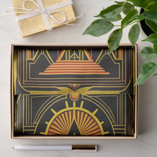 Art Deco Gold Red Black-kunstwerk Tissuepapier (Geschenk)