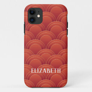 Art Deco Gold Red Name Persoonlijk Case-Mate iPhone Case