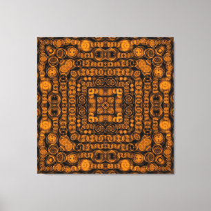 Art Deco Gold Retro Squares Abstracte kunst Canvas Afdruk