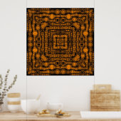 Art Deco Gold Retro Squares Abstracte kunst Poster (Keuken)