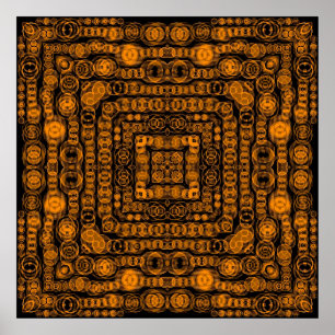 Art Deco Gold Retro Squares Abstracte kunst Poster