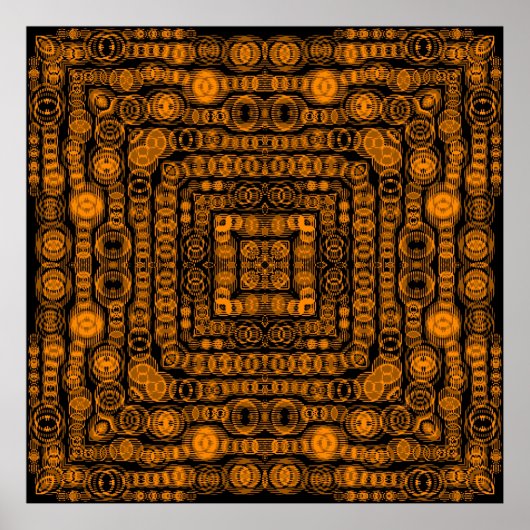 Art Deco Gold Retro Squares Abstracte kunst Poster (Voorkant)