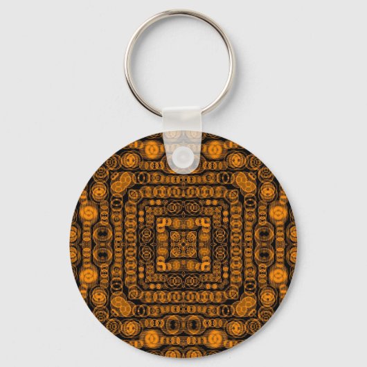 Art Deco Gold Retro Squares Abstracte kunst Sleutelhanger (Voorkant)