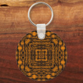 Art Deco Gold Retro Squares Abstracte kunst Sleutelhanger (Voorkant)