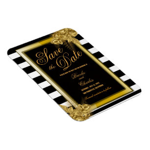 Art Deco Gold Rozen & Stripes Opslaan Datum Kaart Magneet