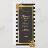 Art Deco Gold Rozen, Stripes Rehearsal Dinner Kaar Kaart (Voorkant)
