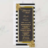 Art Deco Gold Rozen, Stripes Rehearsal Dinner Kaar Kaart (Achterkant)