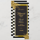 Art Deco Gold Rozen, Stripes Rehearsal Dinner Kaar Kaart (Voorkant / Achterkant)