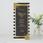 Art Deco Gold Rozen, Stripes Rehearsal Dinner Kaar Kaart (Staand voorkant)
