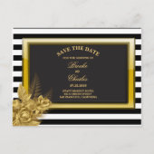 Art Deco Gold Rozen & Stripes Sla de Kaart Datum o (Voorkant)
