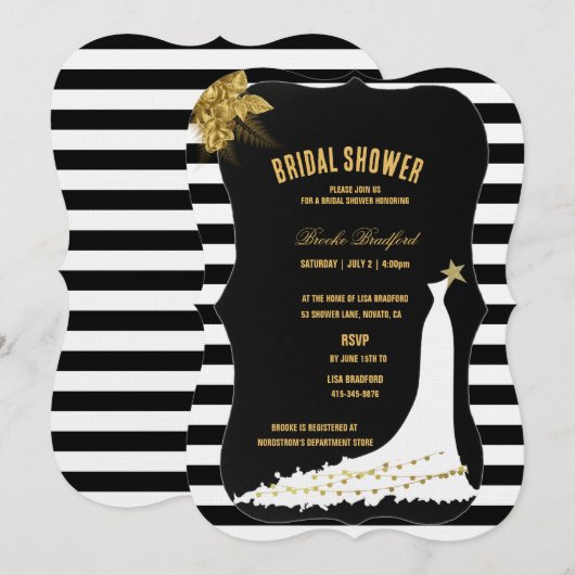 Art Deco Gold Rozen, Stripes Vrijgezellenfeest Kaa Kaart (Voorkant / Achterkant)