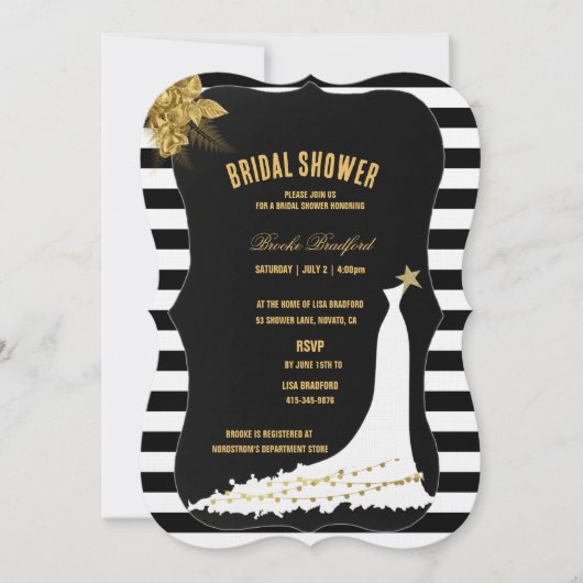 Art Deco Gold Rozen, Stripes Vrijgezellenfeest Kaa Kaart (Voorkant)