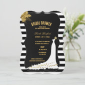 Art Deco Gold Rozen, Stripes Vrijgezellenfeest Kaa Kaart (Staand voorkant)