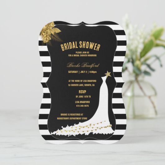 Art Deco Gold Rozen, Stripes Vrijgezellenfeest Kaa Kaart (Staand voorkant)