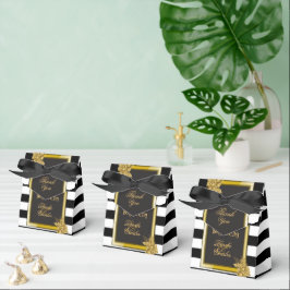 Art Deco Gold Rozen, Stripes Wedding Favor Boxes Bedankdoosjes