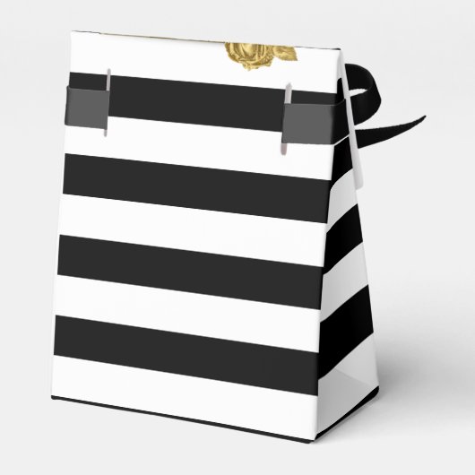 Art Deco Gold Rozen, Stripes Wedding Favor Boxes Bedankdoosjes (Achterkant)