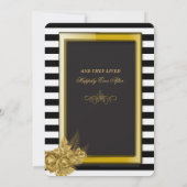 Art Deco Gold Rozen & Stripes Wedding Invitations Kaart (Achterkant)
