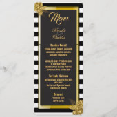 Art Deco Gold Rozen, Stripes Wedding Menu Kaart (Voorkant)