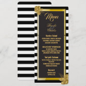 Art Deco Gold Rozen, Stripes Wedding Menu Kaart (Voorkant / Achterkant)