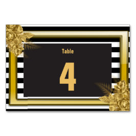 Art Deco Gold Rozen, Stripes Wedding Table No Kaar Kaart
