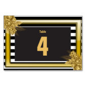 Art Deco Gold Rozen, Stripes Wedding Table No Kaar Kaart (Achterkant)