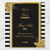 Art Deco Gold Rozen, stripes Wedding Wine Labels Wijn Etiket (Enkel label)