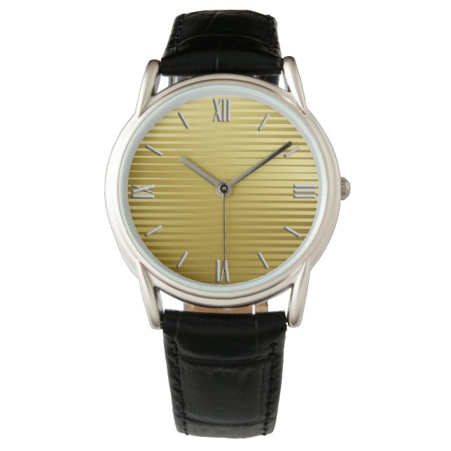 Art Deco Gold Satin Stripes Horloge (Voorkant)