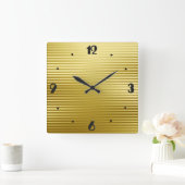 Art Deco Gold Satin Stripes Vierkante Klok (Huis)