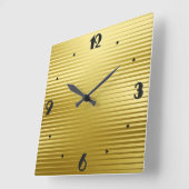 Art Deco Gold Satin Stripes Vierkante Klok (Hoek)