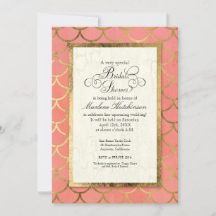 Art Deco Gold Scalloped Shell Vrijgezellenfeest Pa Kaart
