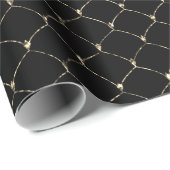 Art Deco Gold Sepia Faux Black Net Elegant Cadeaupapier (Rol Hoek)