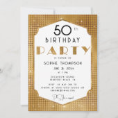 Art Deco Gold Sequins Elegant Chic Birthday Party Kaart (Voorkant)