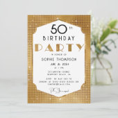 Art Deco Gold Sequins Elegant Chic Birthday Party Kaart (Staand voorkant)