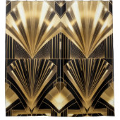 Art Deco Gold Sunburst Black Gold Geometric Luxury Douchegordijn (Voorkant)