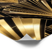 Art Deco Gold Sunburst Black Gold Geometric Luxury Poster (Hoek)