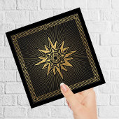 Art Deco Gold Sunburst Compass Graphic Black   Tegeltje