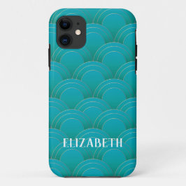Art Deco Gold Turquoise Name Persoonlijk Case-Mate iPhone Case
