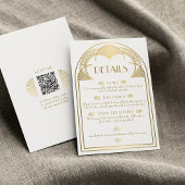  Art Deco Gold Unieke Boog Trouwdetails Informatiekaartje