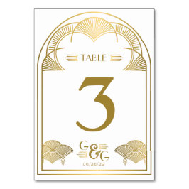 Art Deco Gold Unieke Monogram Boog Huwelijk Kaart