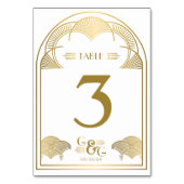 Art Deco Gold Unieke Monogram Boog Huwelijk Kaart (Achterkant)