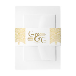 Art Deco Gold Unieke Monogram Boog Huwelijk Uitnodigingen Wikkel