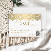  Art Deco Gold Unieke QR Code Trouwen RSVP Kaartje