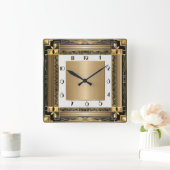 Art Deco Gold Vierkante Klok (Huis)