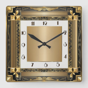 Art Deco Gold Vierkante Klok