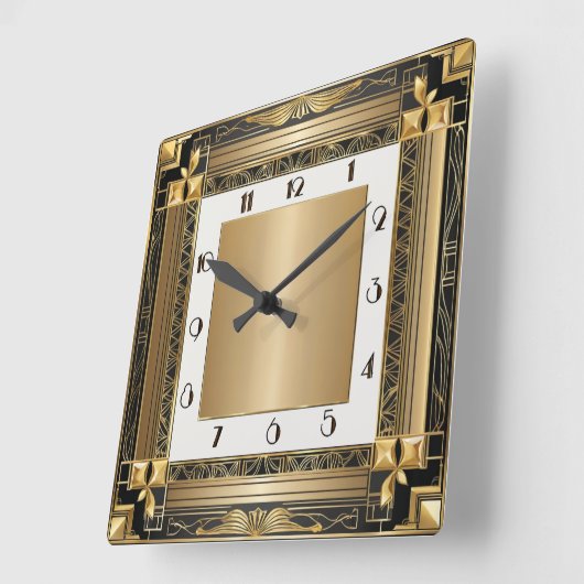 Art Deco Gold Vierkante Klok (Hoek)